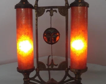 Moon face Jewel 2 cylinders bronze lamp